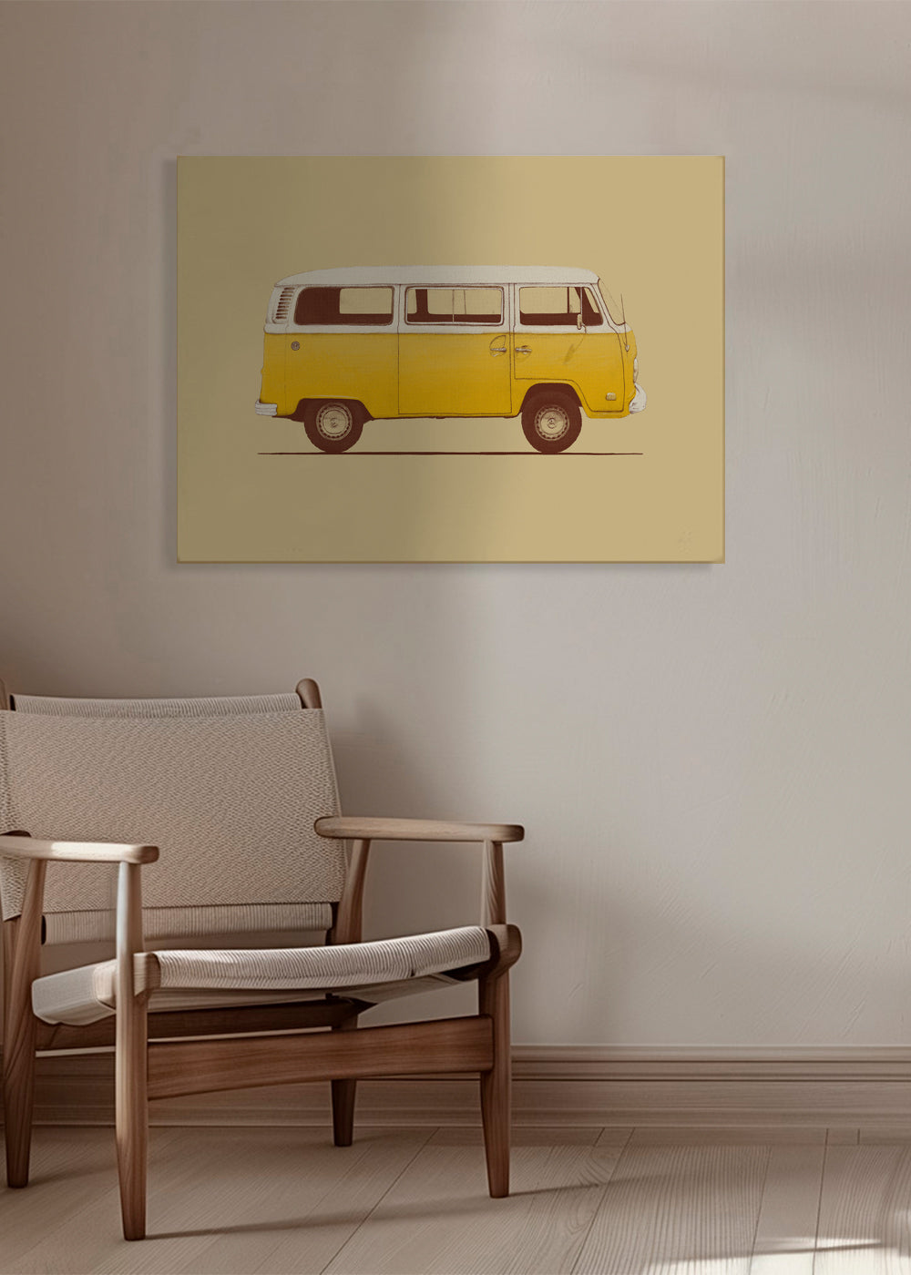 Retro illustration gul varevogn