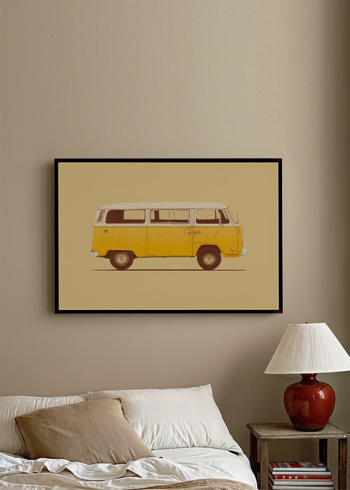 Retro illustration gul varevogn