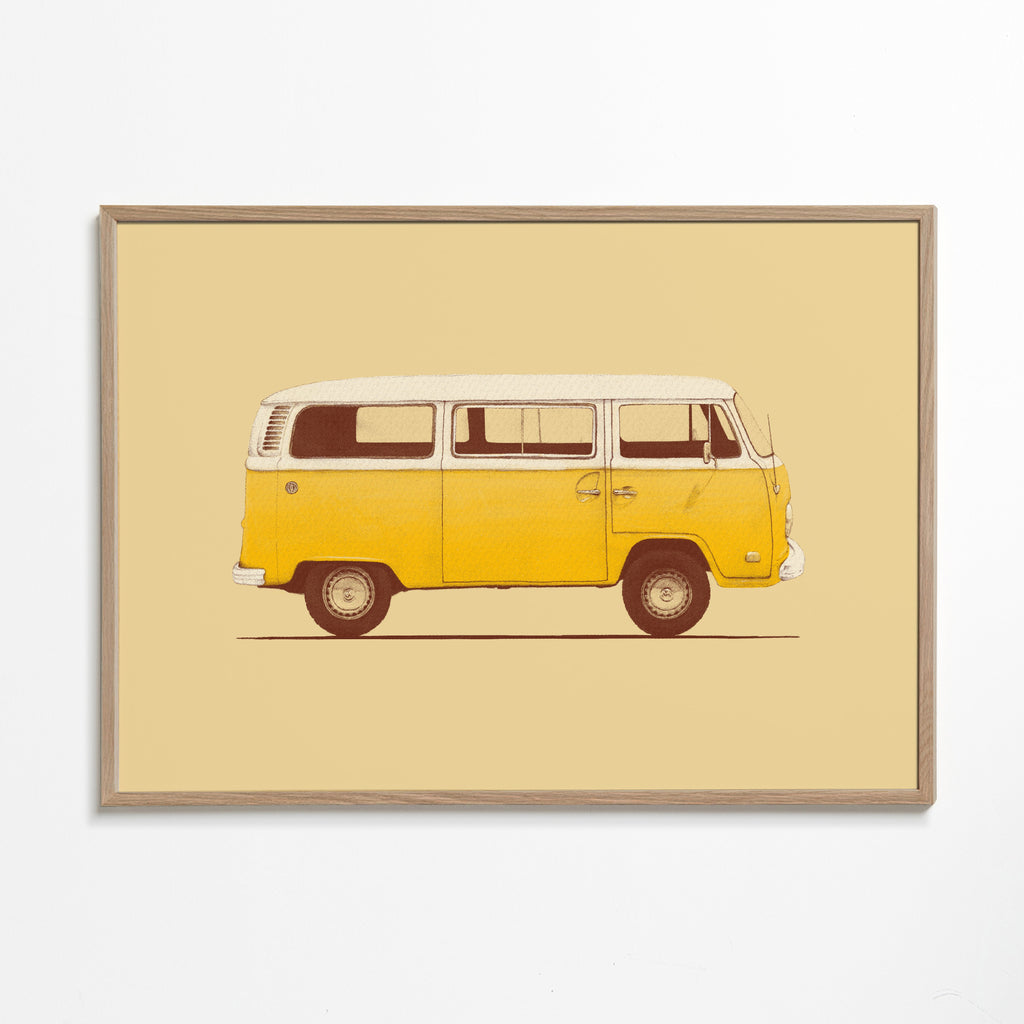 Retro illustration gul varevogn