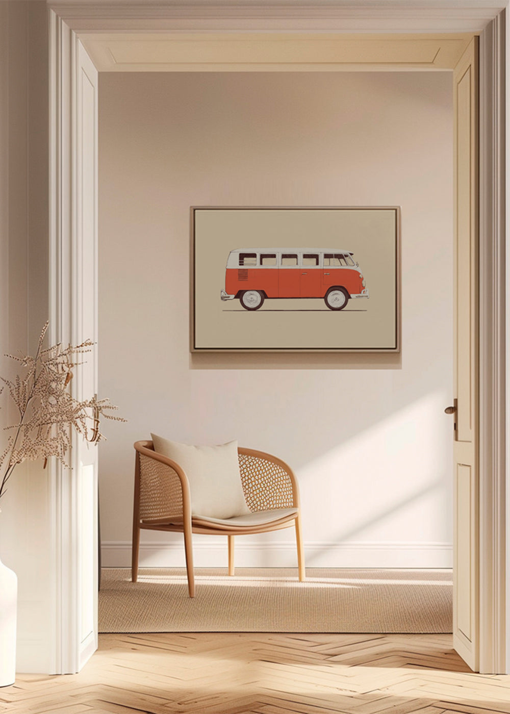 Vintage rød varevogn plakat