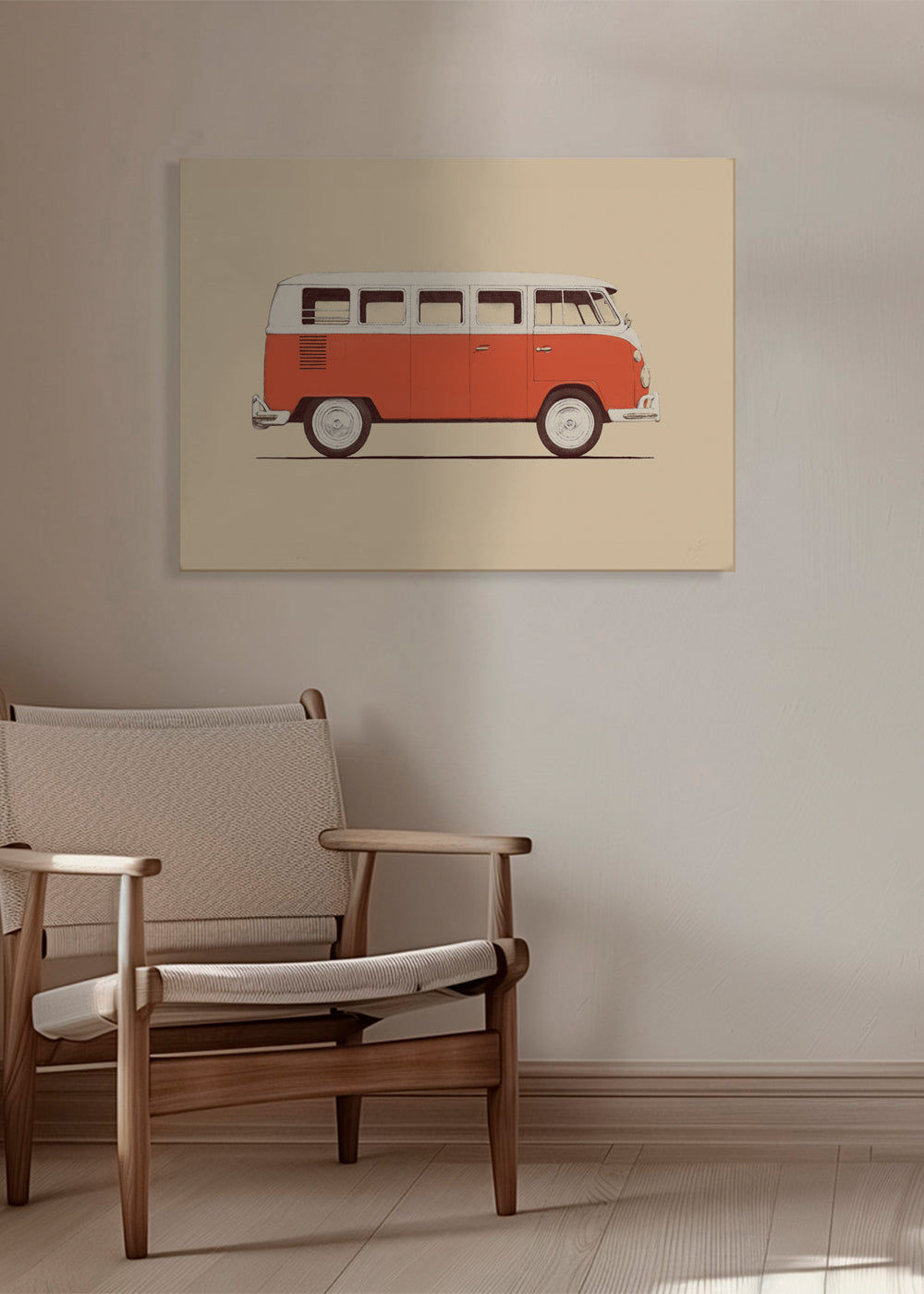 Vintage rød varevogn plakat