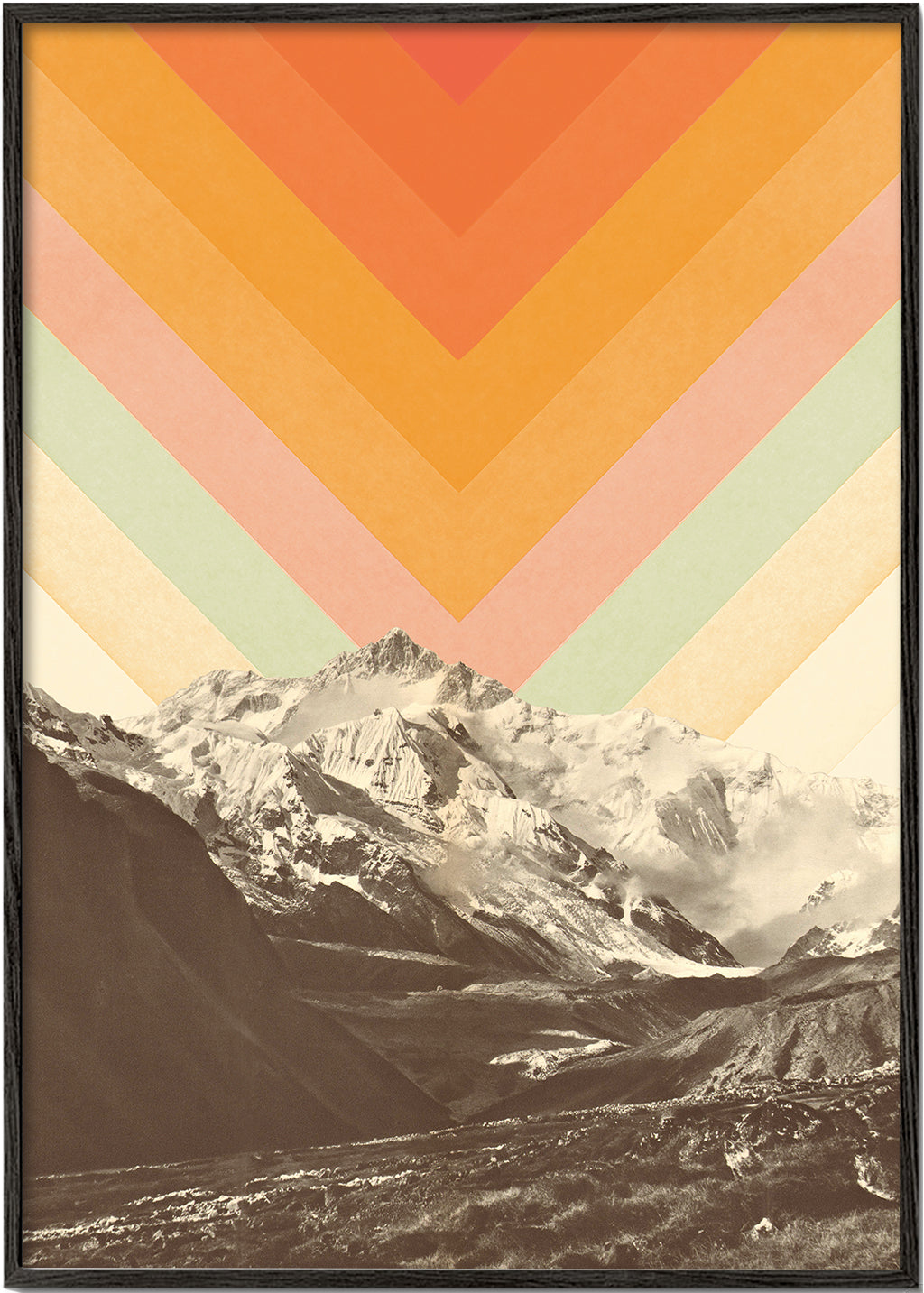 Landskabstavle med tinder og retro chevron