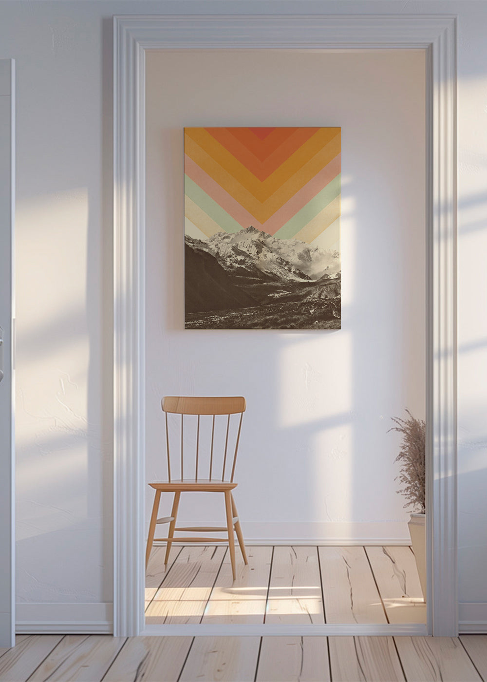 Landskabstavle med tinder og retro chevron