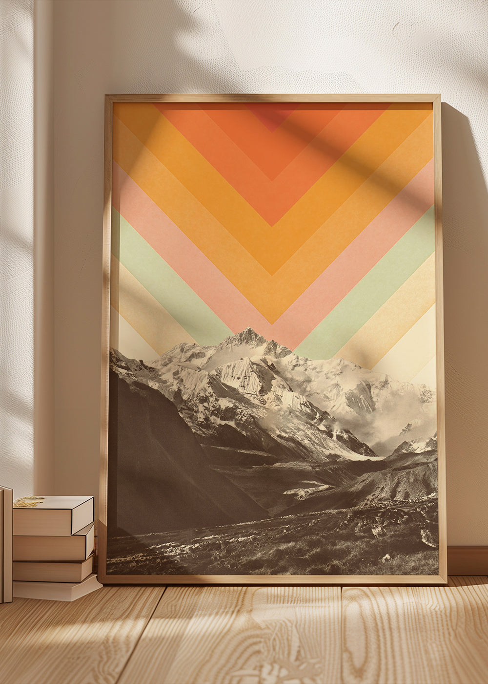 Landskabstavle med tinder og retro chevron