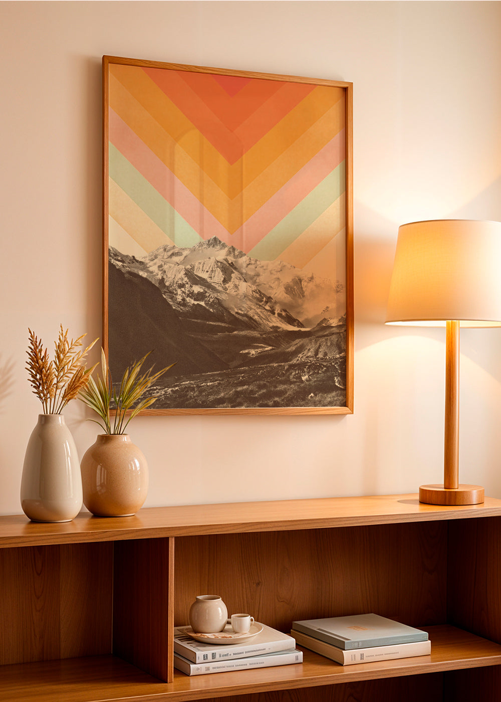 Landskabstavle med tinder og retro chevron