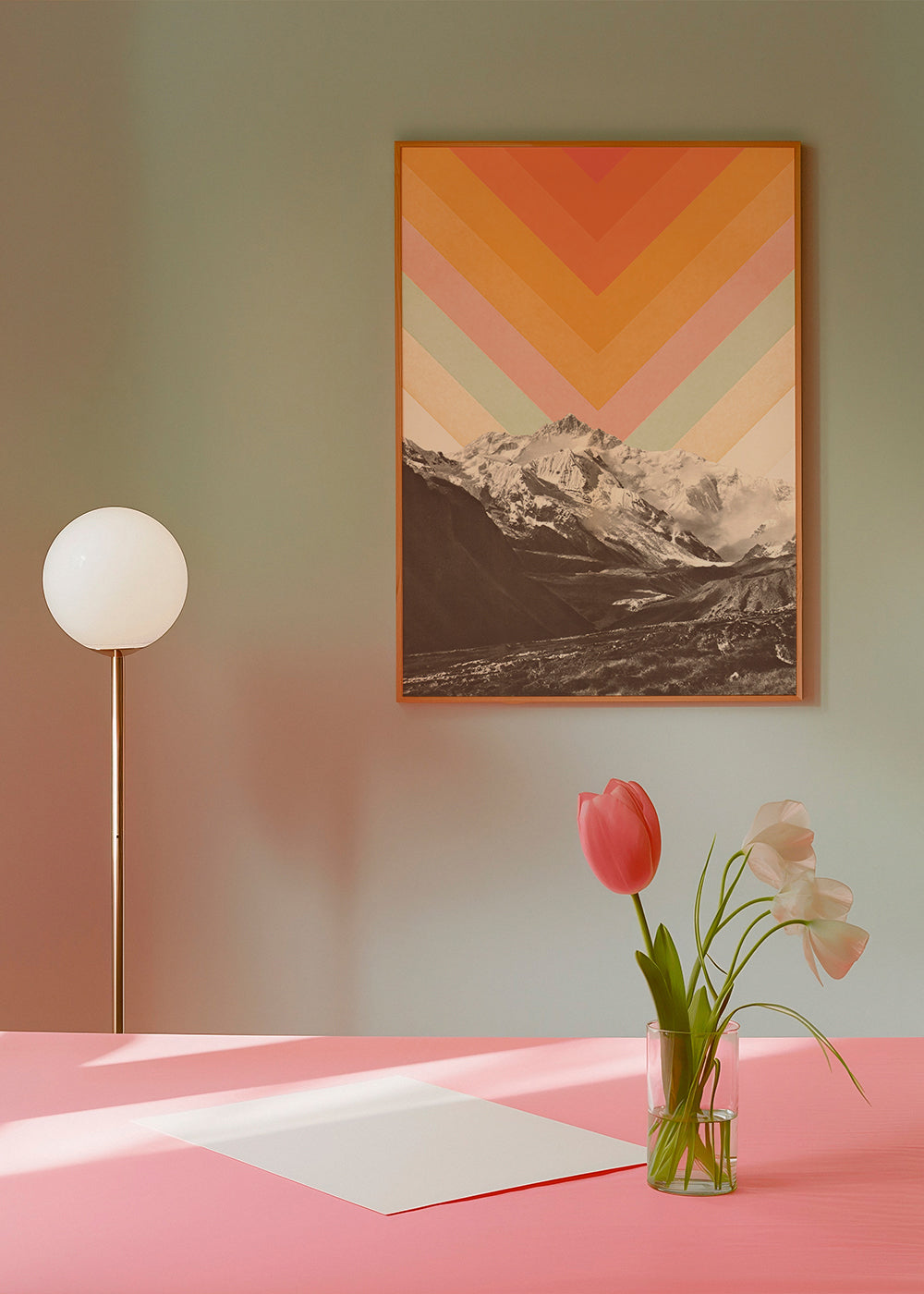Landskabstavle med tinder og retro chevron