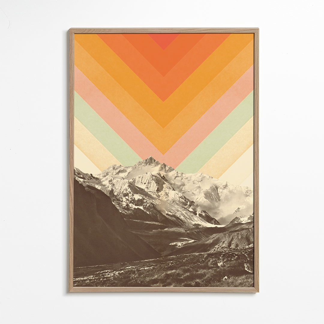 Landskabstavle med tinder og retro chevron