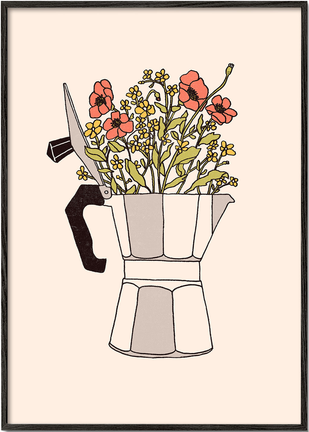 Køkkenkunst moka med blomster