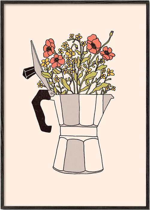 Køkkenkunst moka med blomster