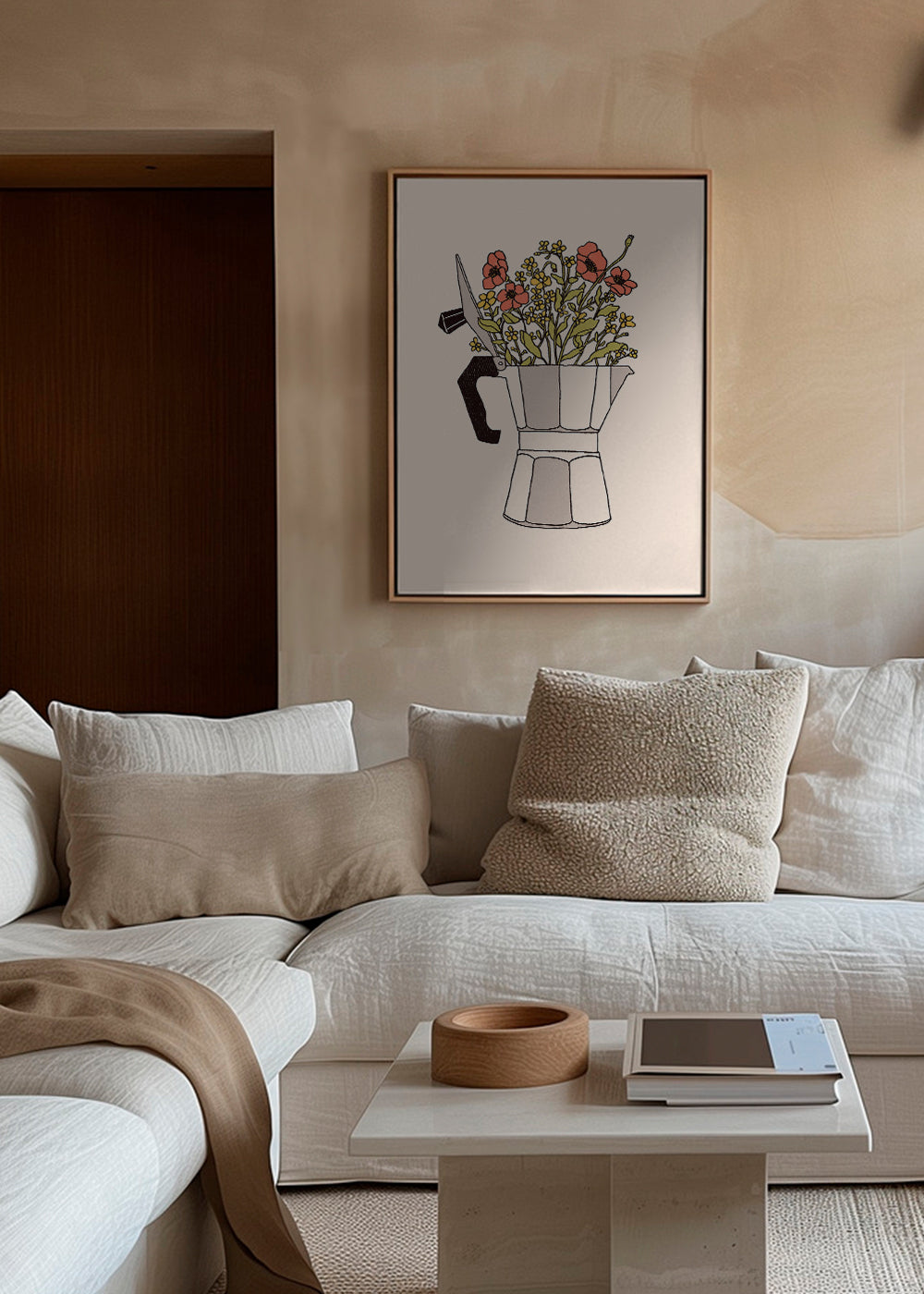 Køkkenkunst moka med blomster