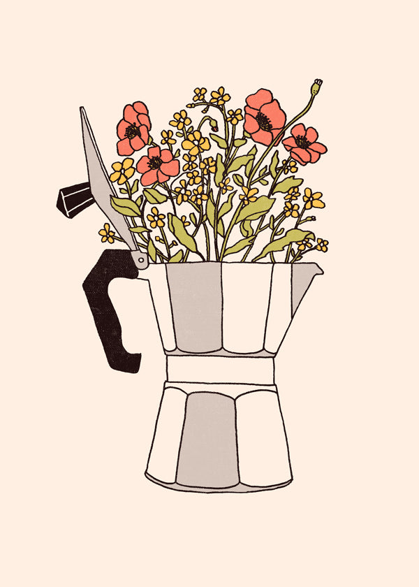 Køkkenkunst moka med blomster