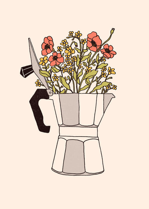 Køkkenkunst moka med blomster