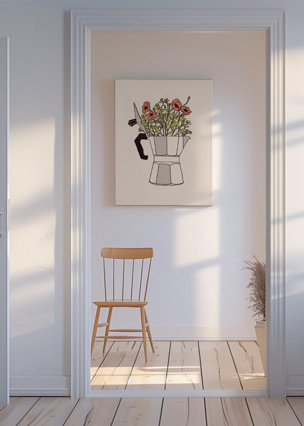 Køkkenkunst moka med blomster