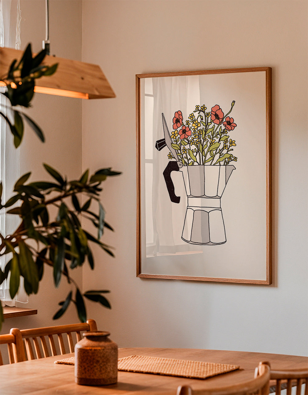 Køkkenkunst moka med blomster