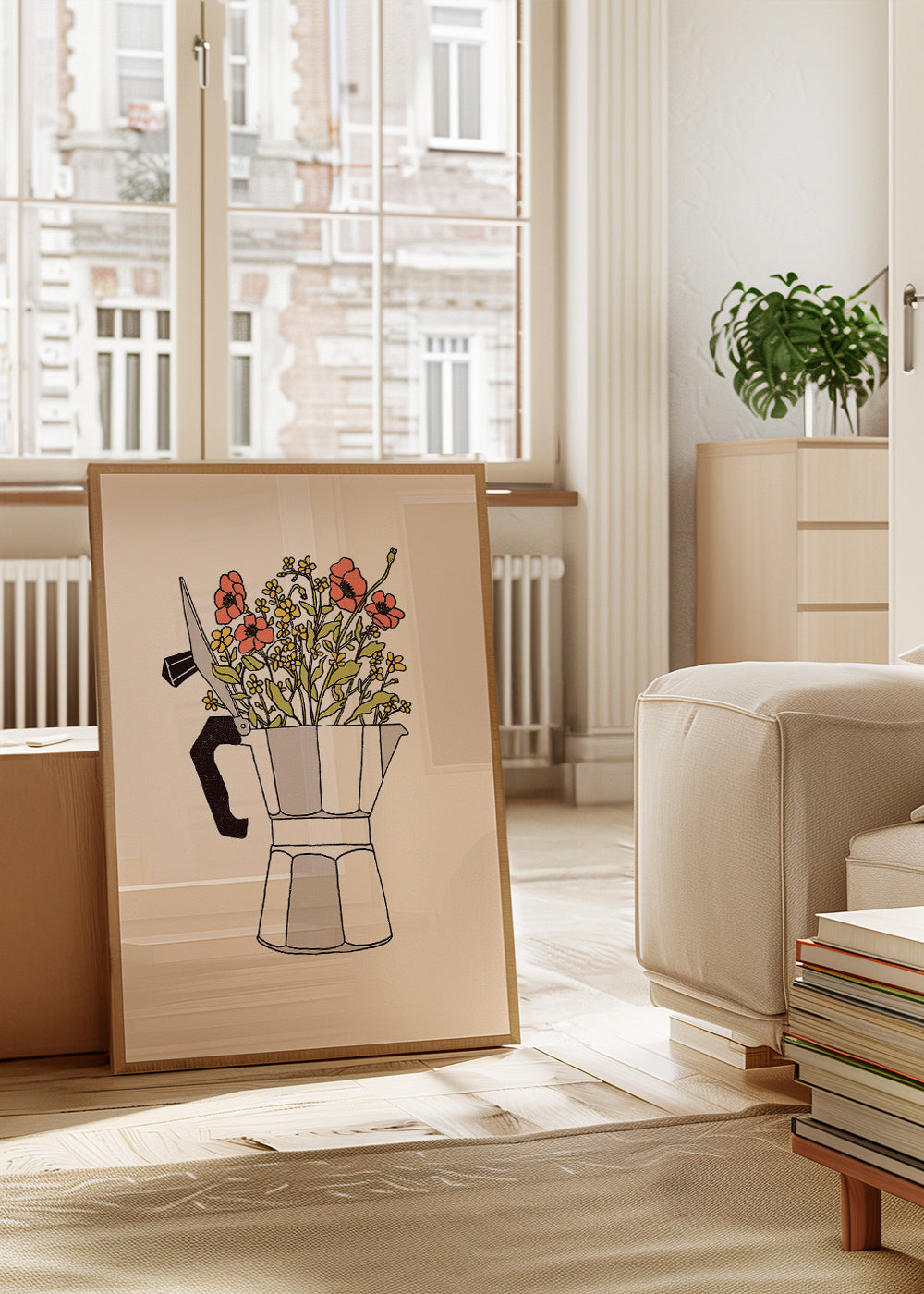 Køkkenkunst moka med blomster