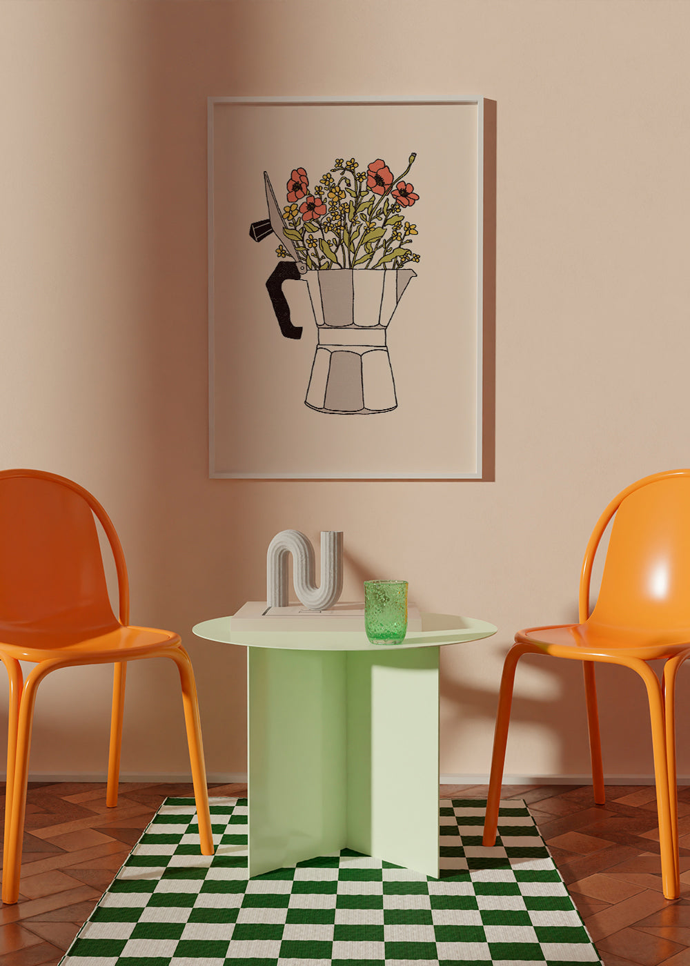 Køkkenkunst moka med blomster