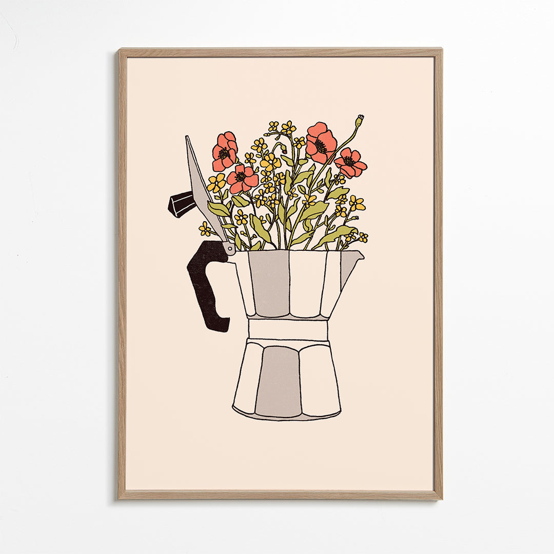 Køkkenkunst moka med blomster