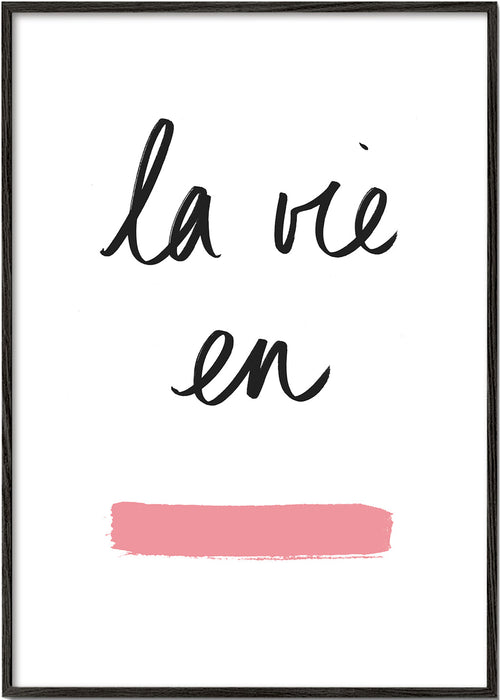 Illustration La vie en med lyserød penselstrøg