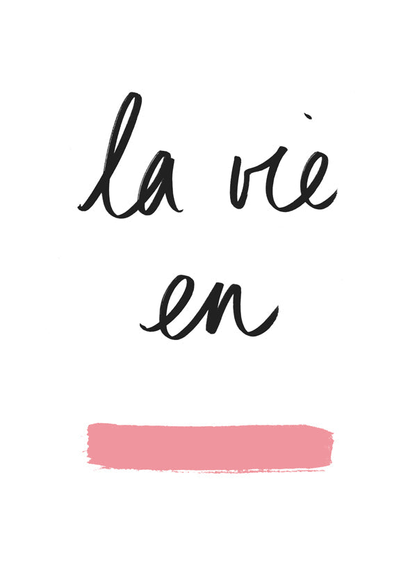 Illustration La vie en med lyserød penselstrøg