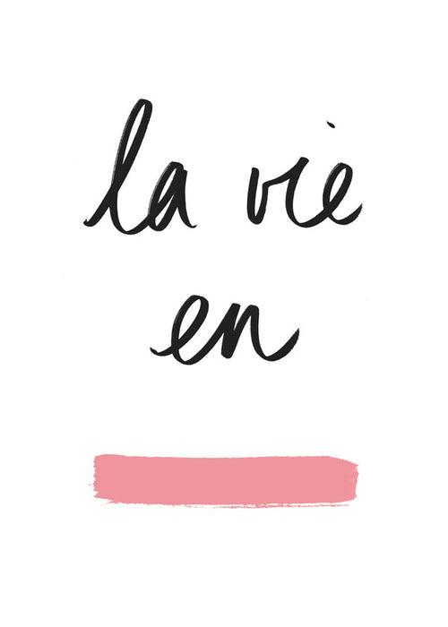Illustration La vie en med lyserød penselstrøg