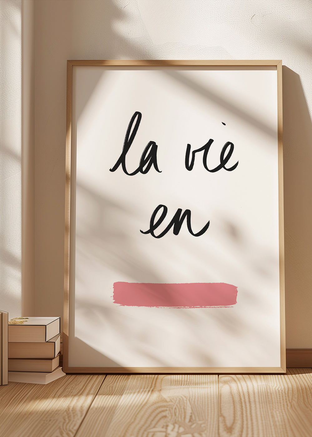 Illustration La vie en med lyserød penselstrøg