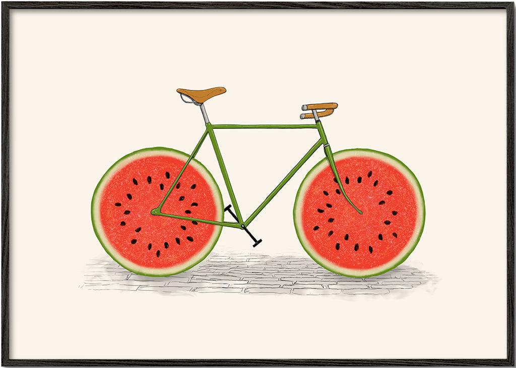 Køkkenkunst med cykel og vandmelonhjul