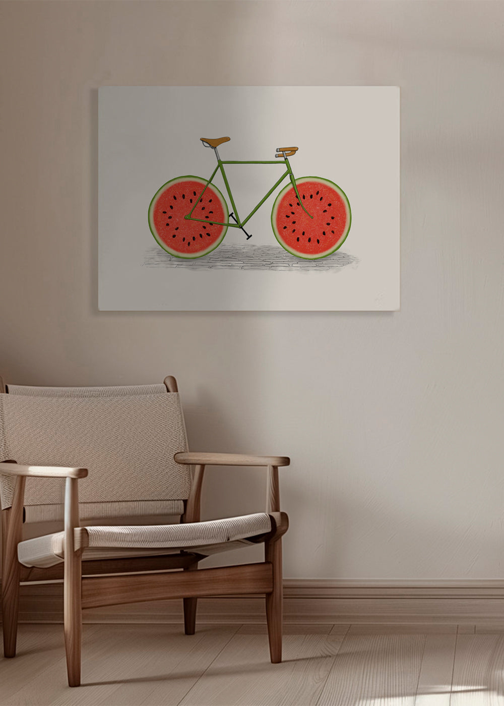 Køkkenkunst med cykel og vandmelonhjul