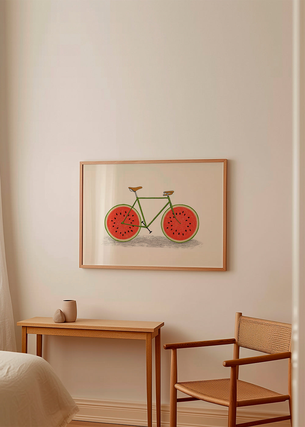Køkkenkunst med cykel og vandmelonhjul