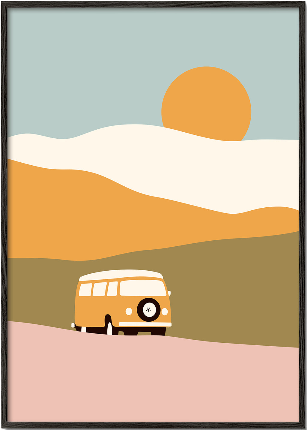 Minimalistisk van-plakat med sol
