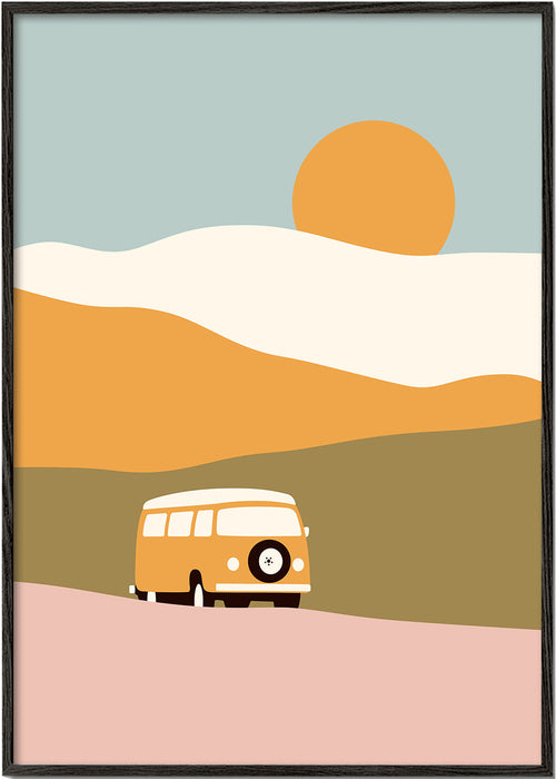 Minimalistisk van-plakat med sol