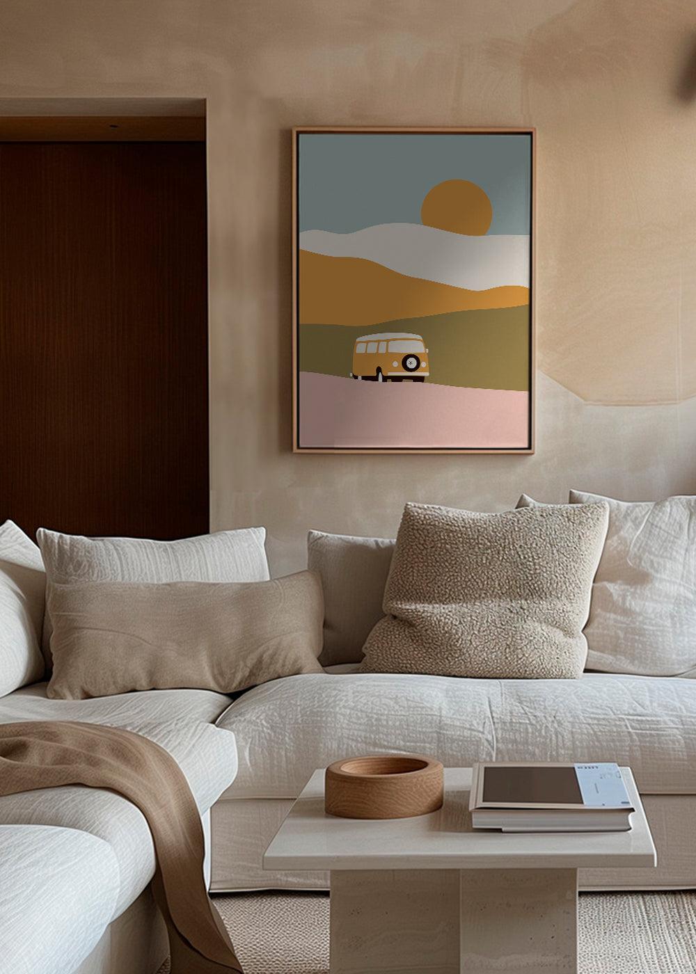 Minimalistisk van-plakat med sol