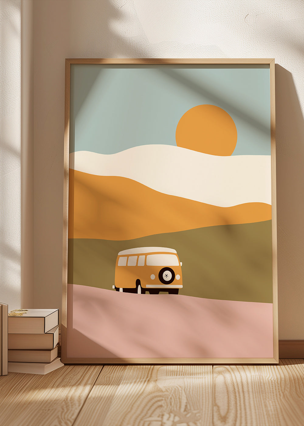 Minimalistisk van-plakat med sol