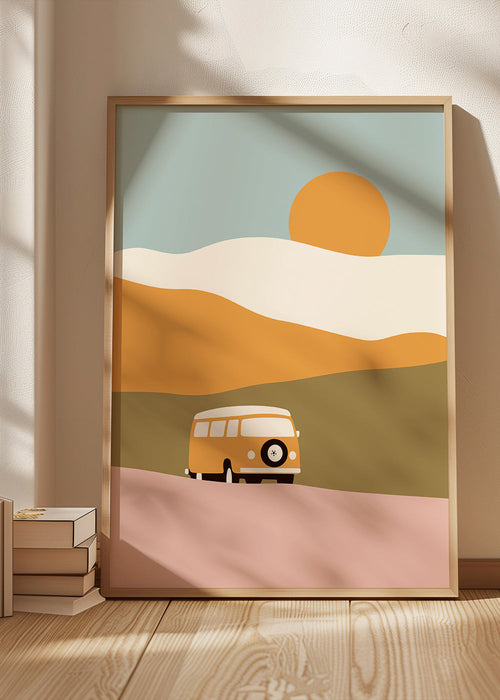 Minimalistisk van-plakat med sol
