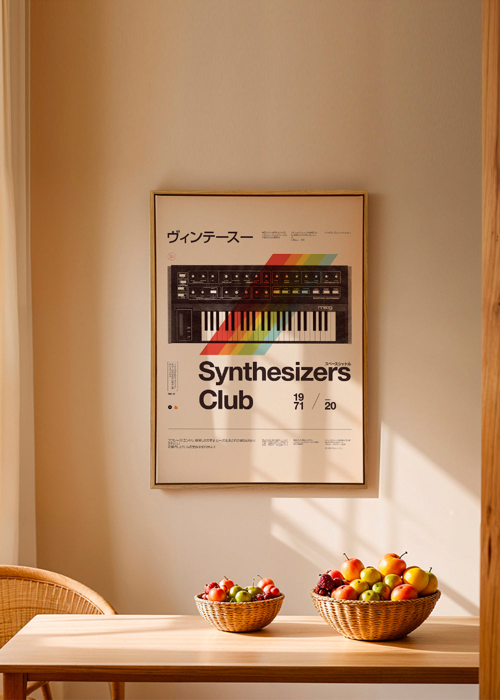 Vintage plakat med analog synthesizer