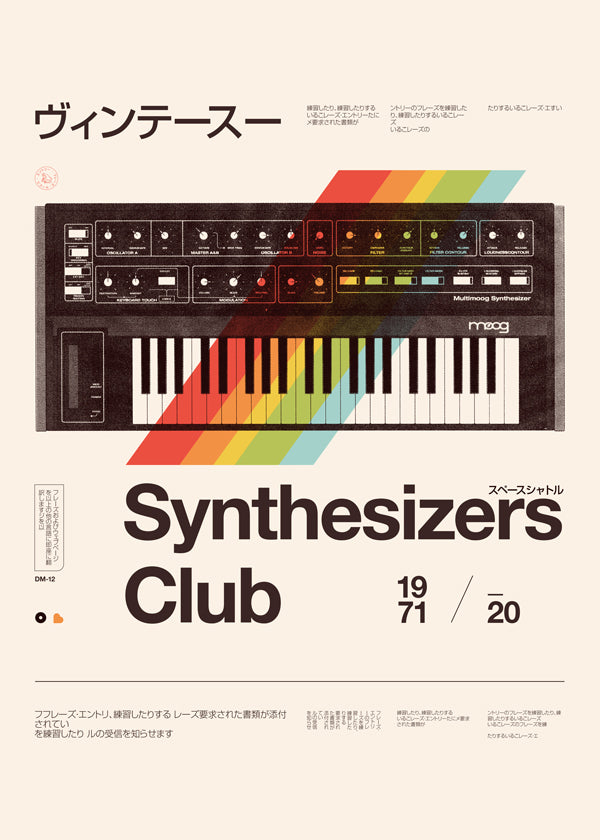 Vintage plakat med analog synthesizer