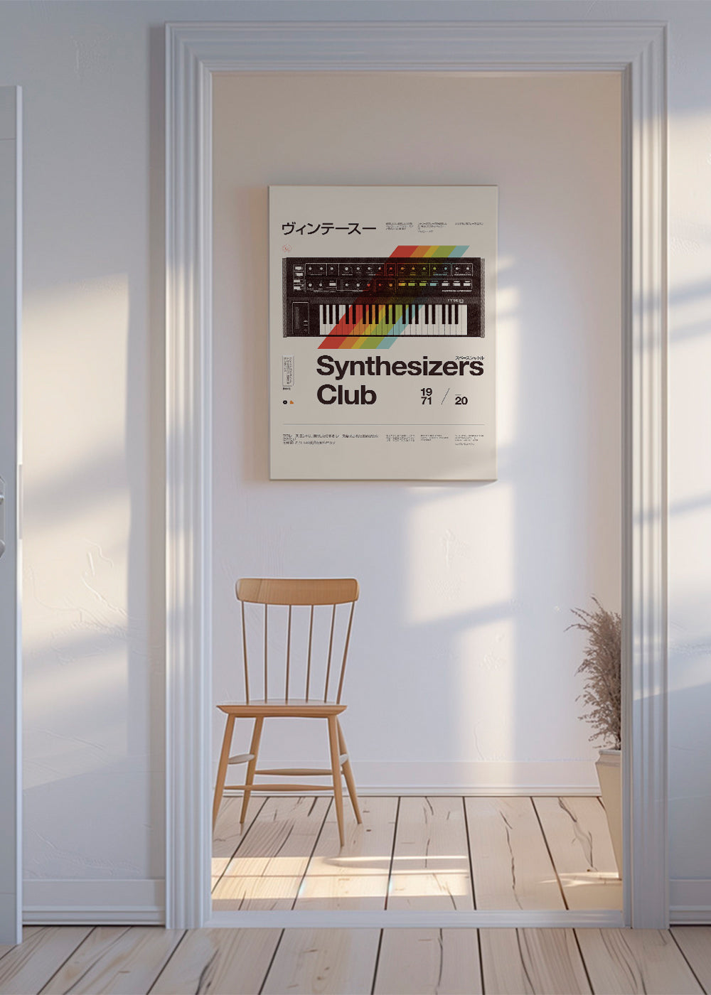 Vintage plakat med analog synthesizer