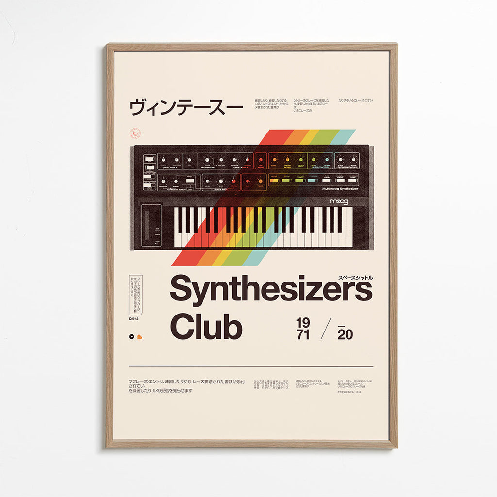 Vintage plakat med analog synthesizer