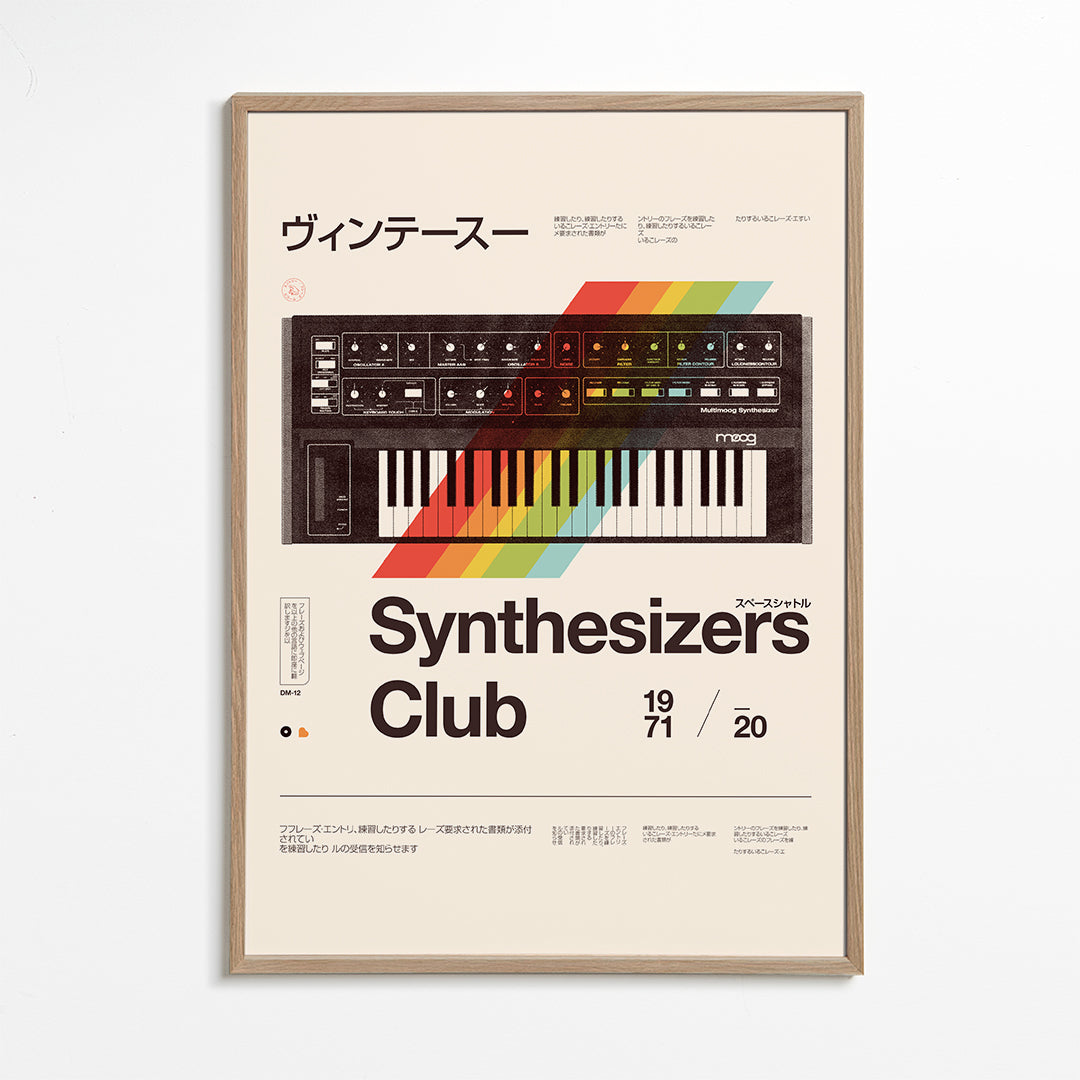 Vintage plakat med analog synthesizer