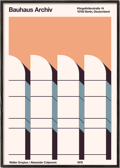 Geometrisk plakat Bauhaus Archiv facade
