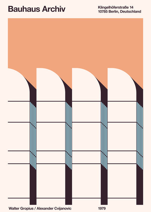 Geometrisk plakat Bauhaus Archiv facade