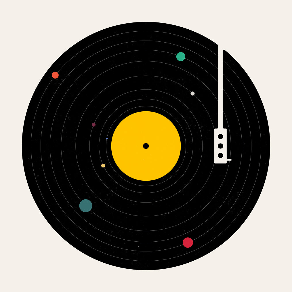 Vintage plakat med vinyl grafik