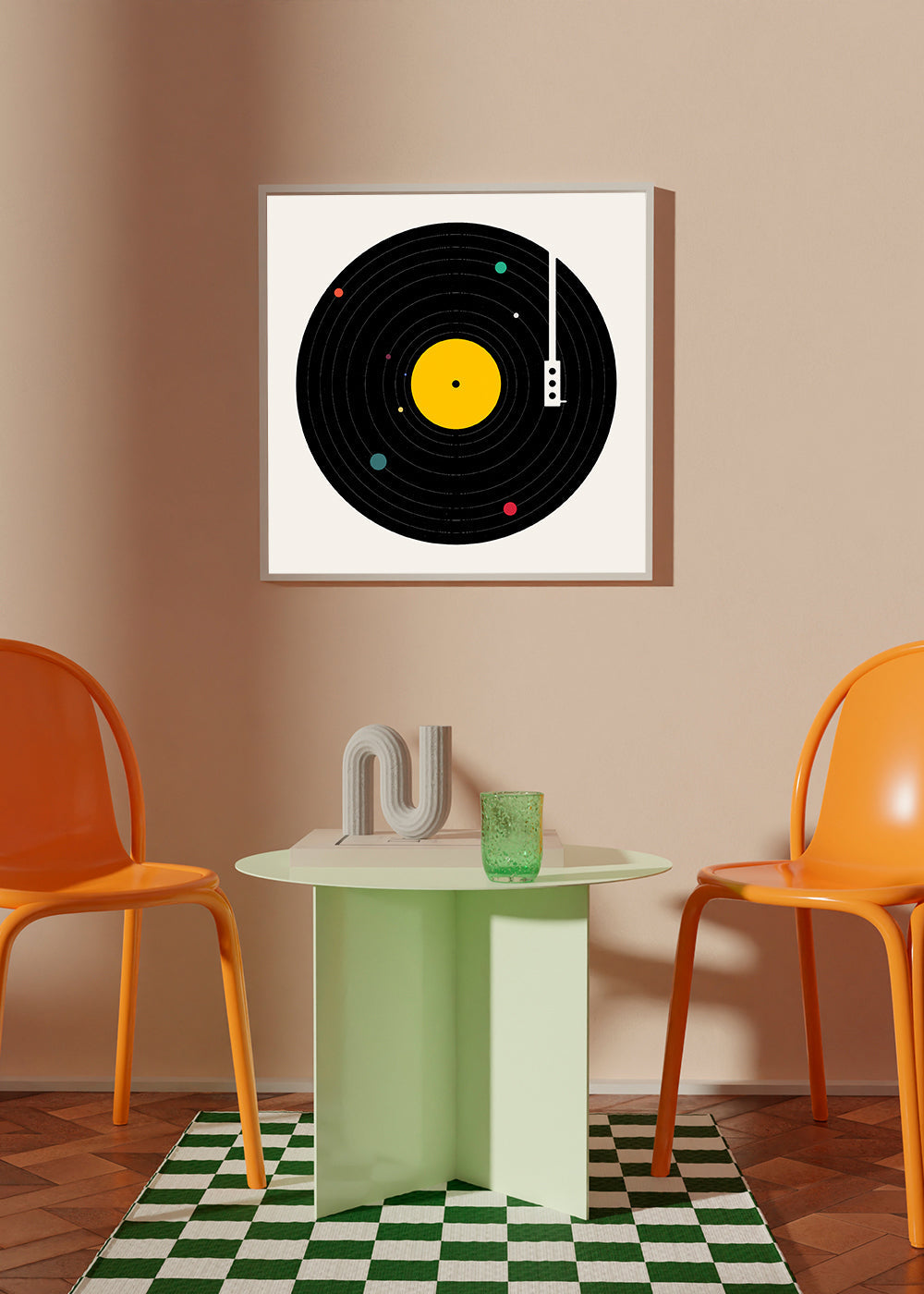Vintage plakat med vinyl grafik