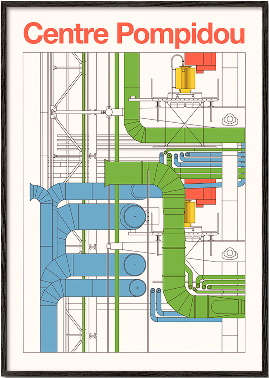 Bykunst Centre Pompidou, arkitekturdiagram
