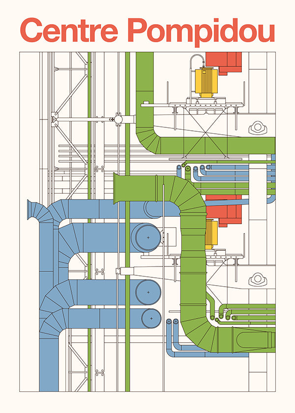Bykunst Centre Pompidou, arkitekturdiagram