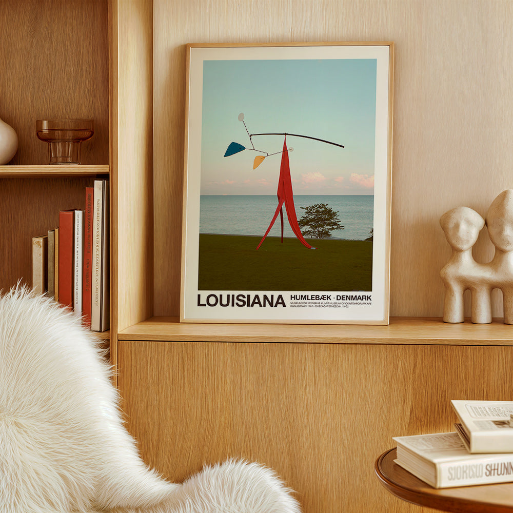 Rejseplakat Louisiana med skulpturelt mobil