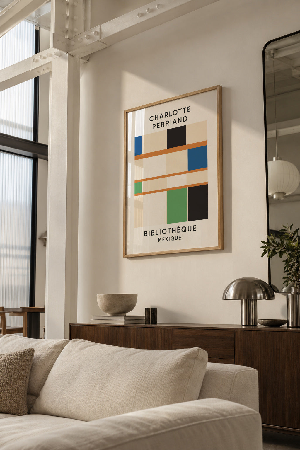 Charlotte Perriand - Bibliothèque - Mexique - Framed poster in an interior