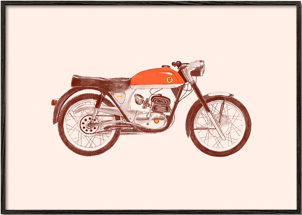 Vintage plakat rød motorcykel illustration