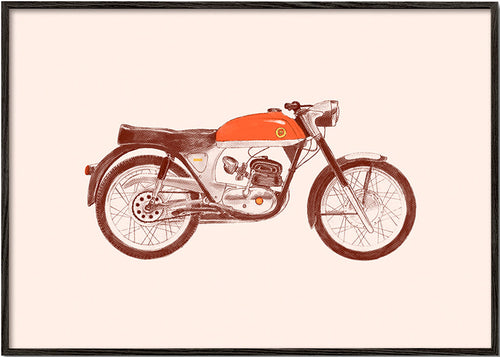 Vintage plakat rød motorcykel illustration