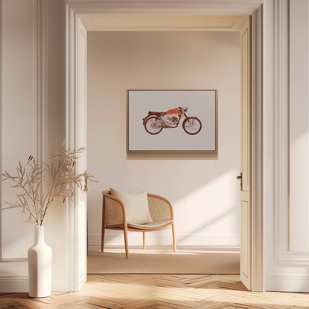 Vintage plakat rød motorcykel illustration