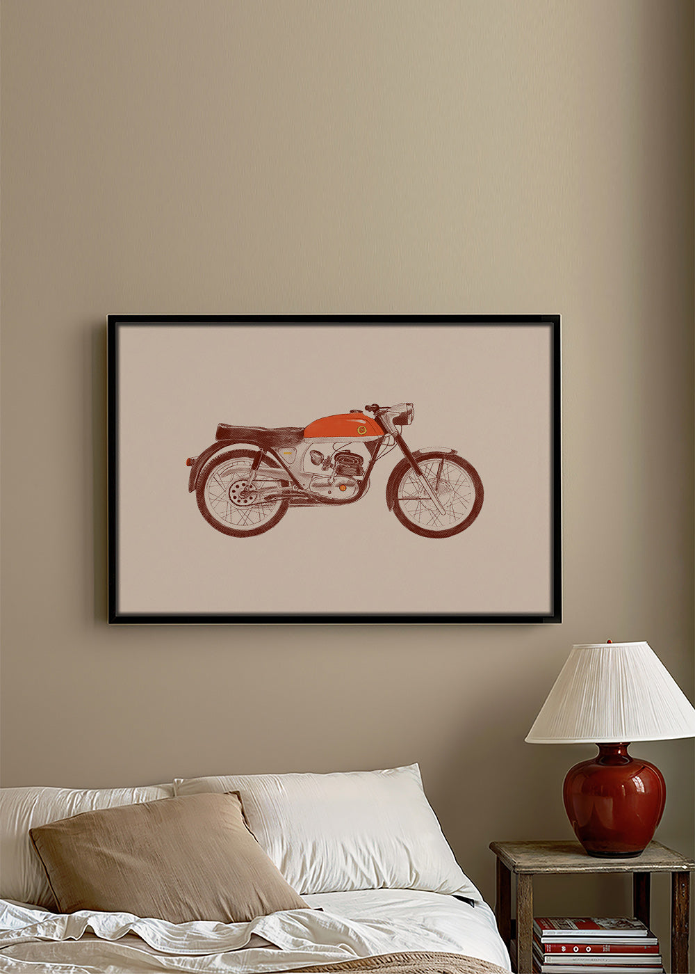 Vintage plakat rød motorcykel illustration